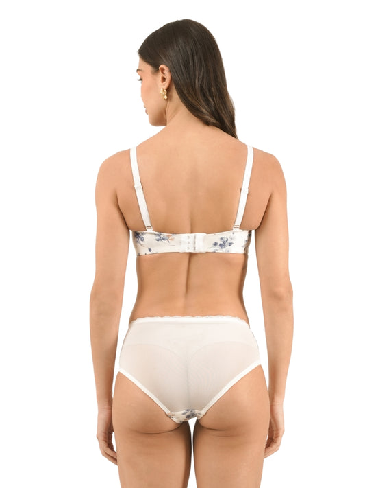 Floral Printed Cotton Wired Padded Full Coverage Bra & Panty Set