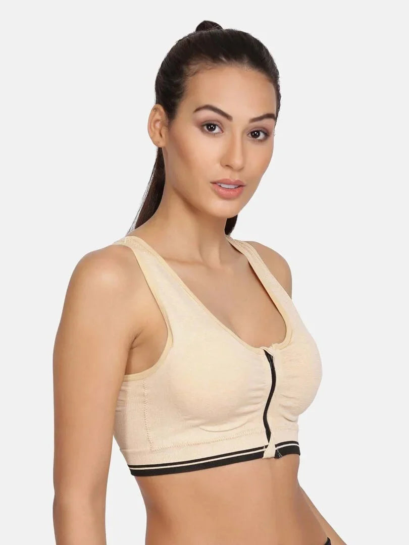Women's Beige Racerback Medium Impact Sports Bra