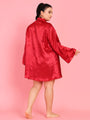 Da Intimo Women's Maroon 2 Pc Satin Bridal Babydoll Set