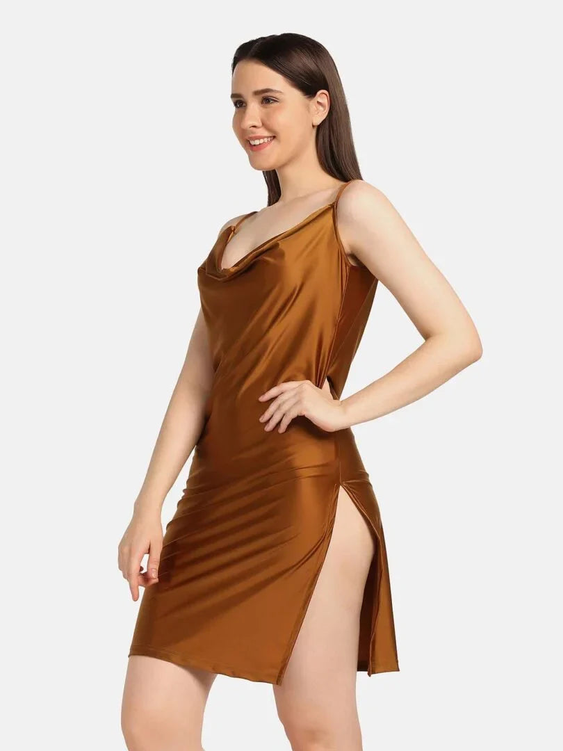 Satin Cowl Neck Babydoll