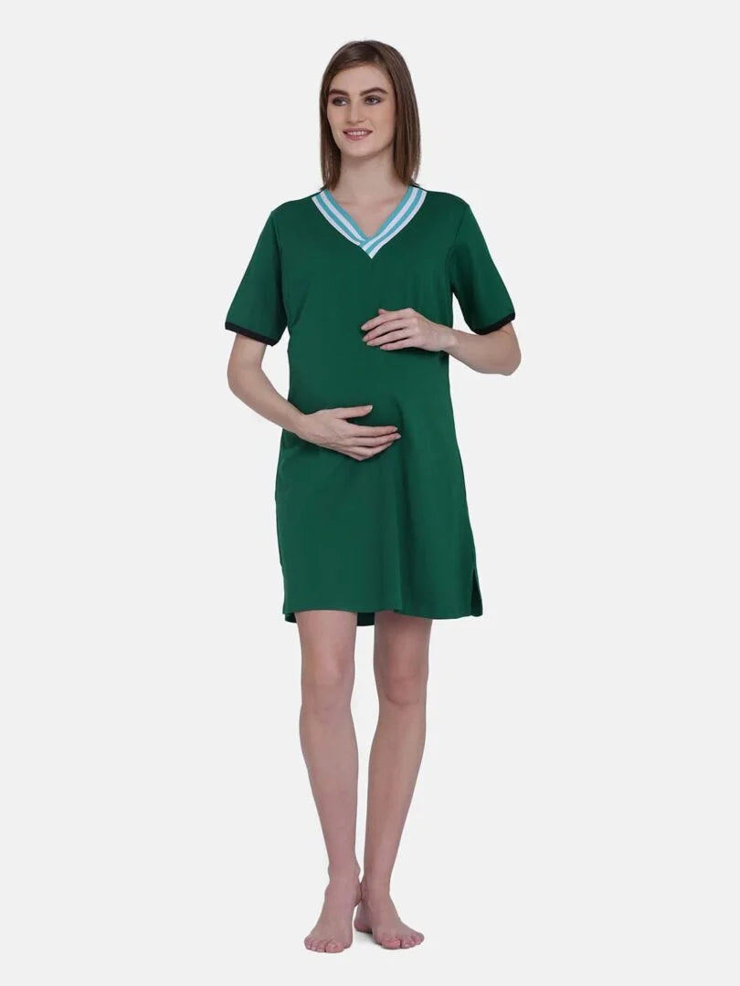 Solid Color Feeding Nightwear Dress - Da Intimo - Lingerie Online Store India