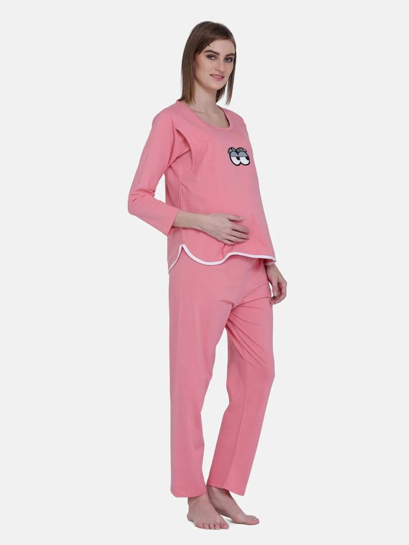Sleepy Eyes Feeding Nightwear Set - Da Intimo - Lingerie Online Store India