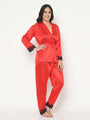 Lace Detail Satin Pajama Set - Da Intimo - Lingerie Online Store India