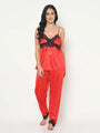 Lace Detail Satin Pajama Set - Da Intimo - Lingerie Online Store India