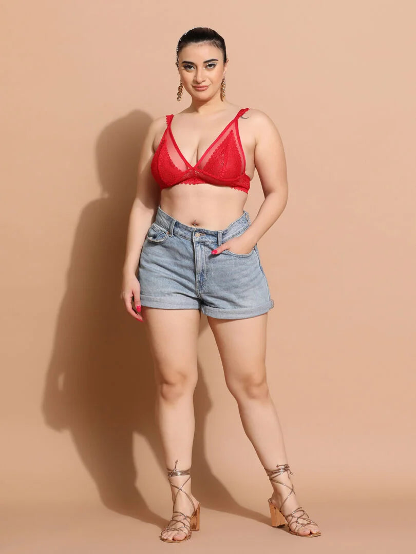 Soft Lace Non Padded Winged Strap Bra
