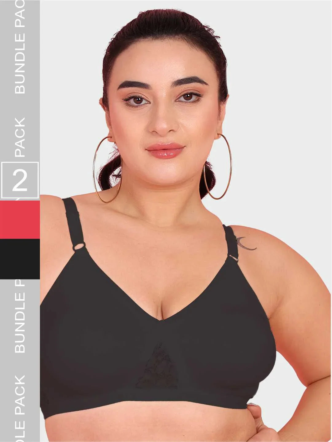 Curvy Love Pack of 2 Plus Size Soft Cotton  Everyday Bra - Da Intimo