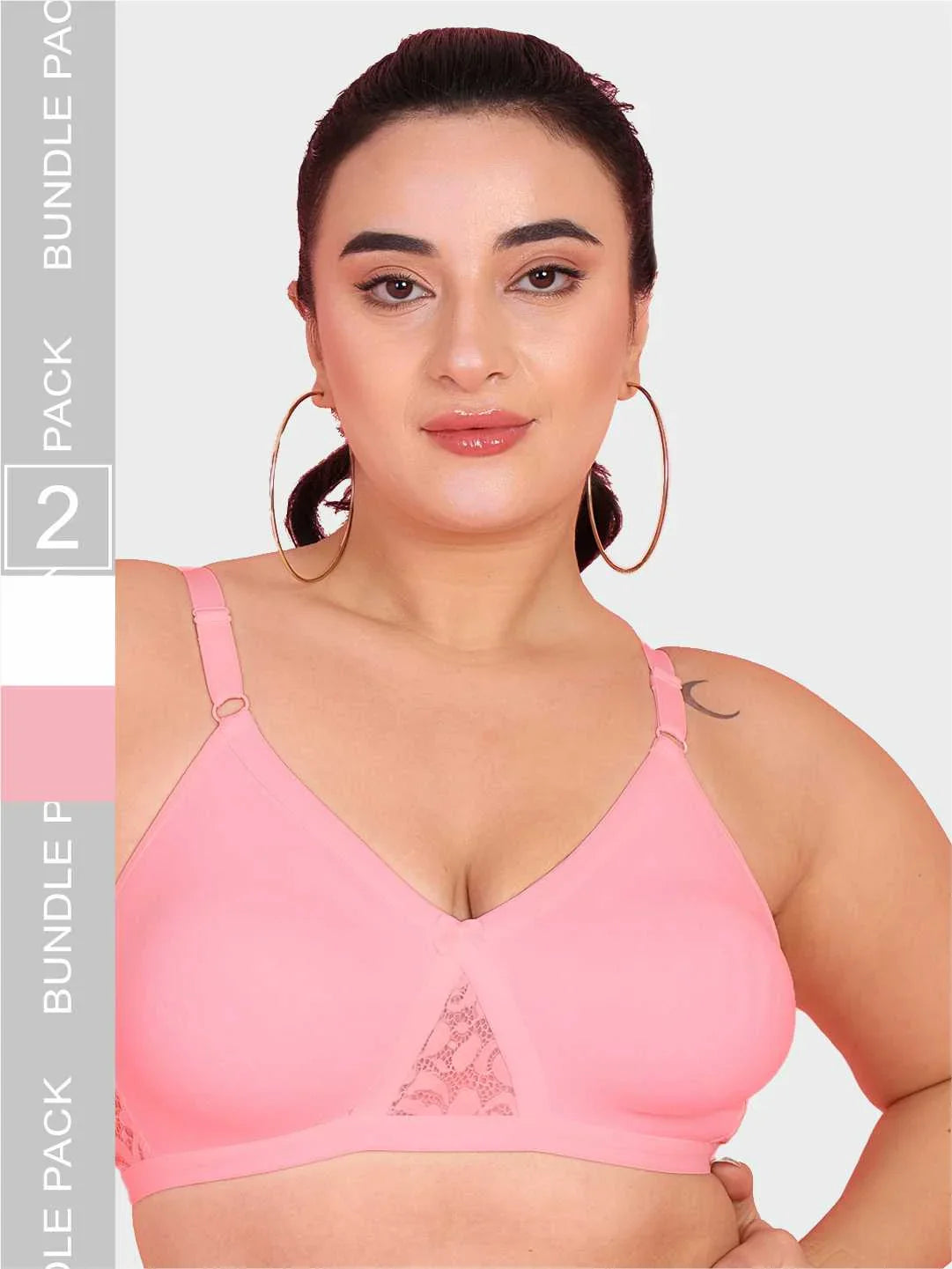 Curvy Love Pack of 2 Plus Size Soft Cotton  Everyday Bra