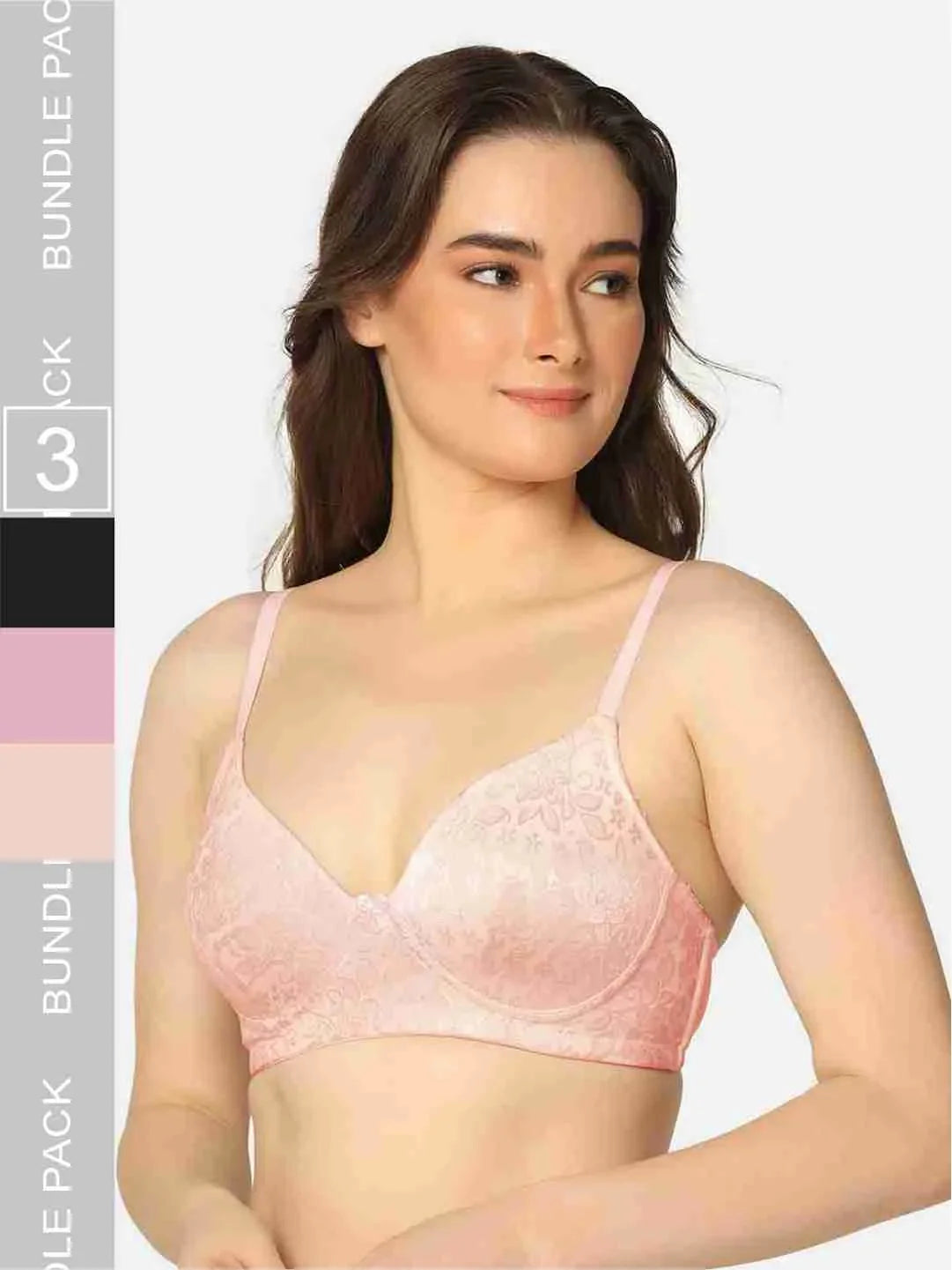 Pack Of 3 Lightly Padded Lacy Design Everyday T-Shirt Bra