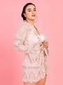 Curvy Love Plus Size Floral Net Shrug - Da Intimo - Lingerie Online Store India