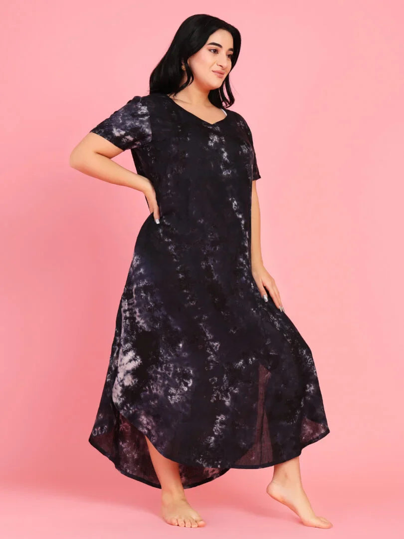 Curvy Love Plus Size Tie and Die Full Kaftan
