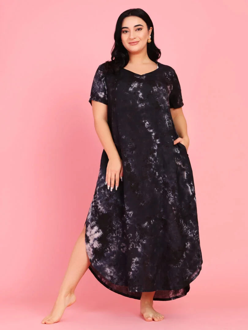 Curvy Love Plus Size Tie and Die Full Kaftan
