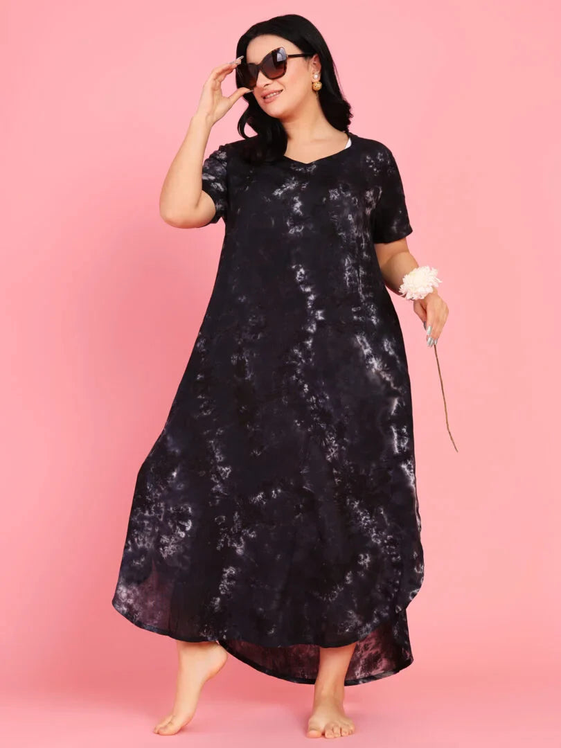 Curvy Love Plus Size Tie and Die Full Kaftan