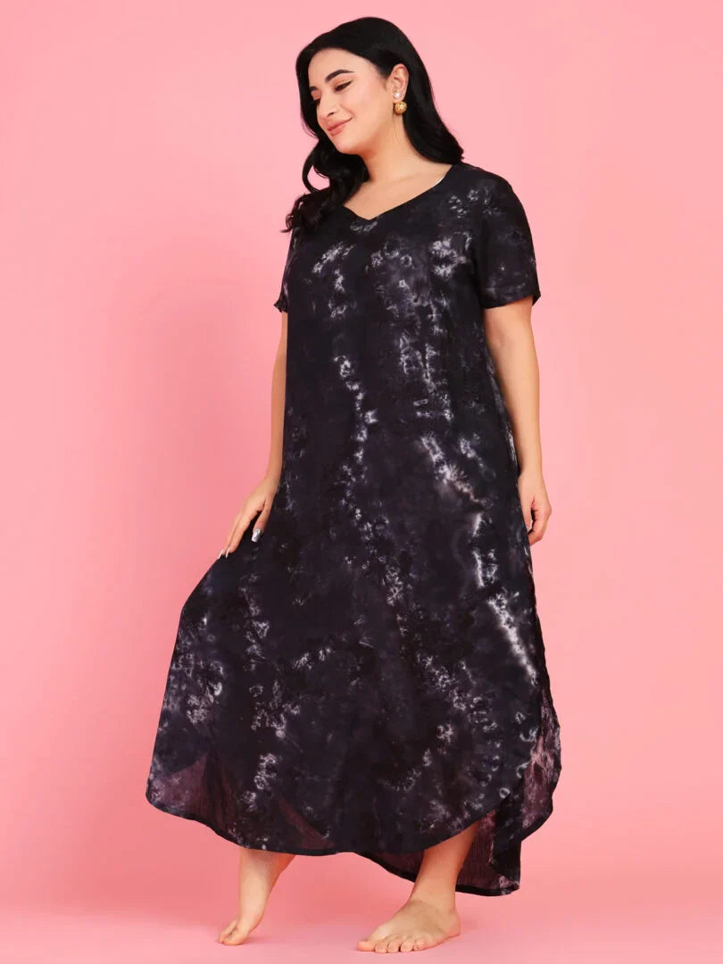 Curvy Love Plus Size Tie and Die Full Kaftan
