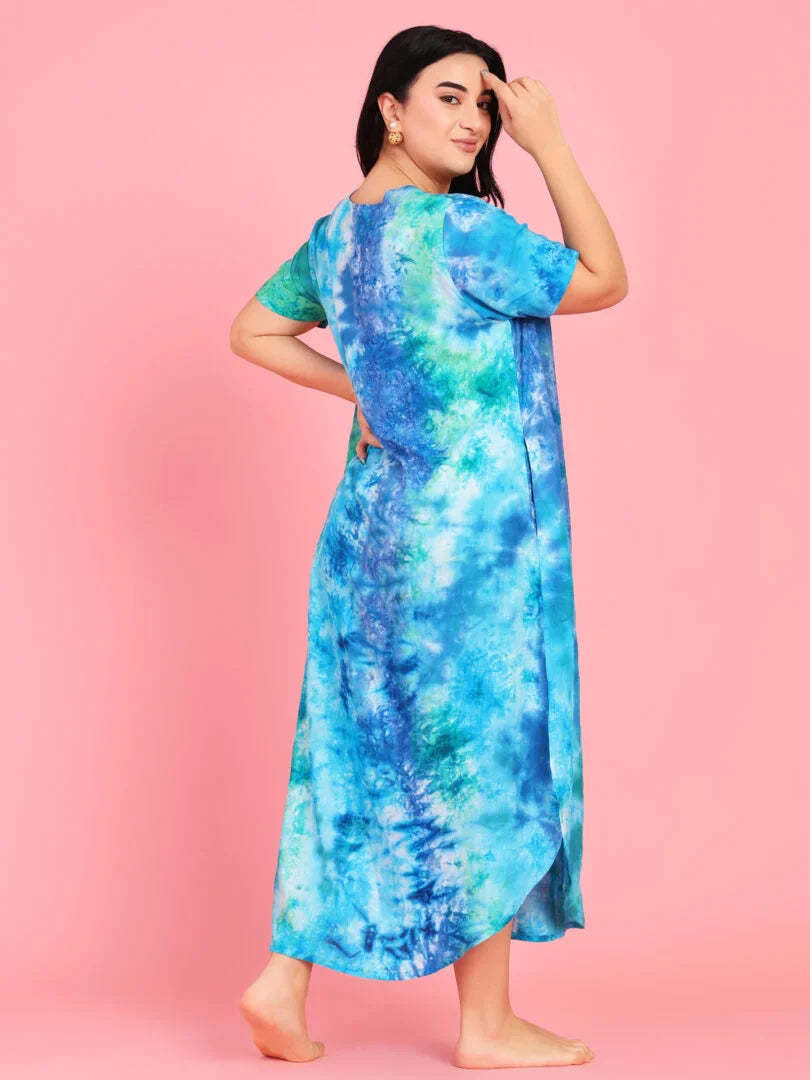 Curvy Love Plus Size Tie and Die Full Kaftan