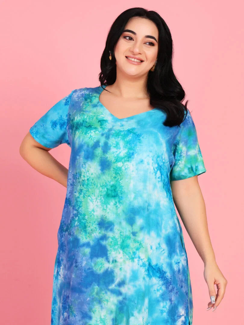 Curvy Love Plus Size Tie and Die Full Kaftan