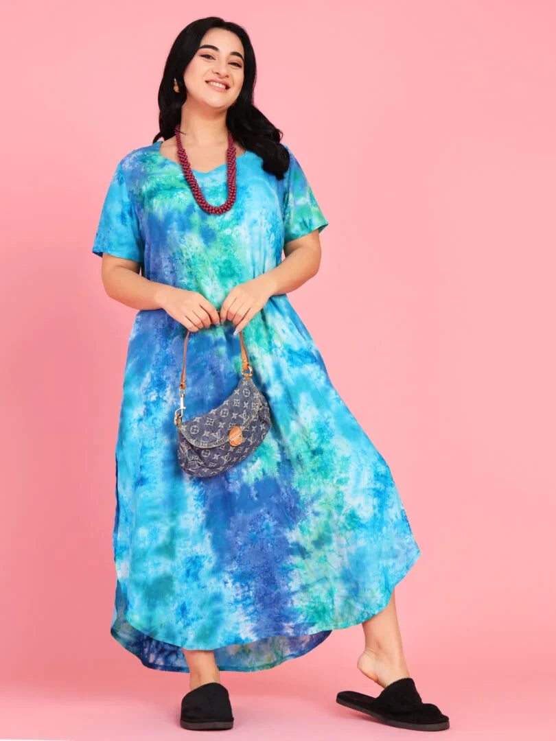 Curvy Love Plus Size Tie and Die Full Kaftan