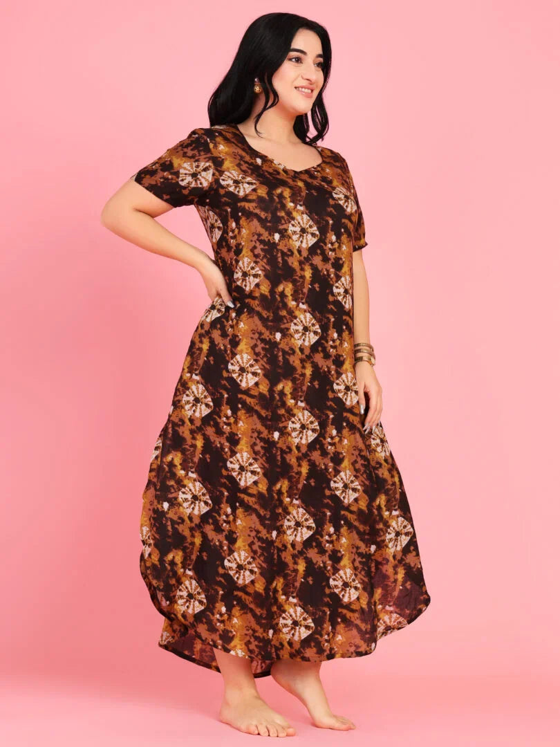 Curvy Love Plus Size Tie and Die Full Kaftan