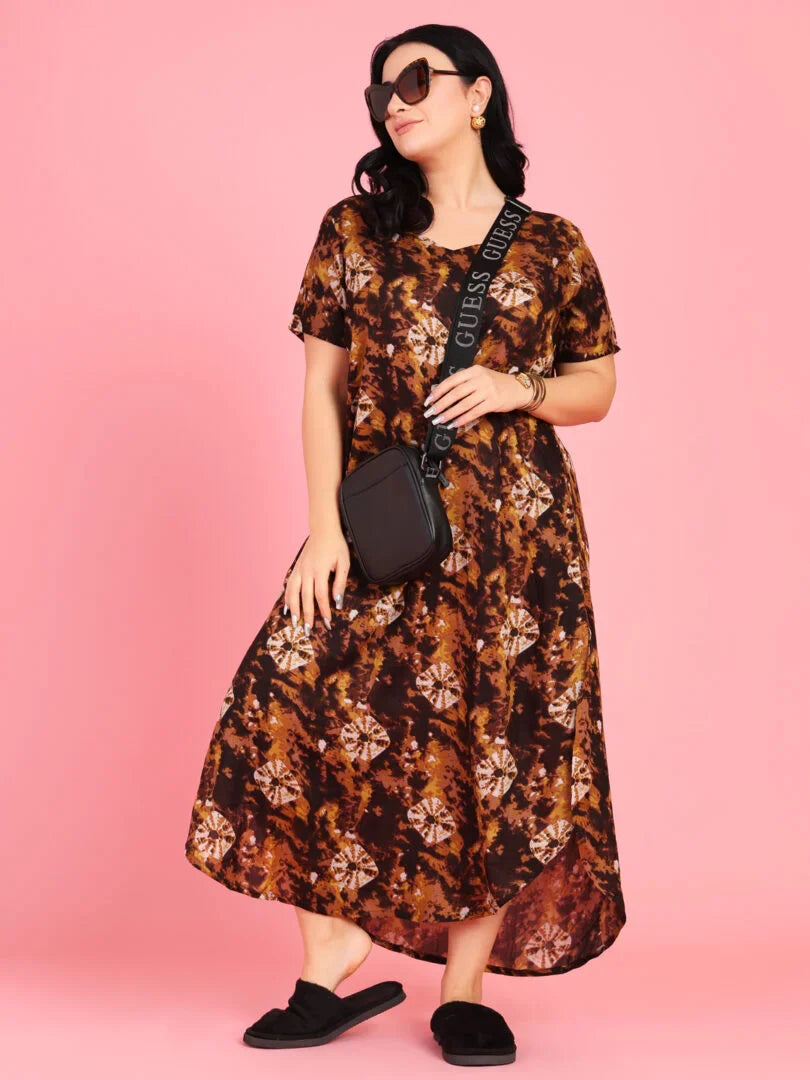 Curvy Love Plus Size Tie and Die Full Kaftan