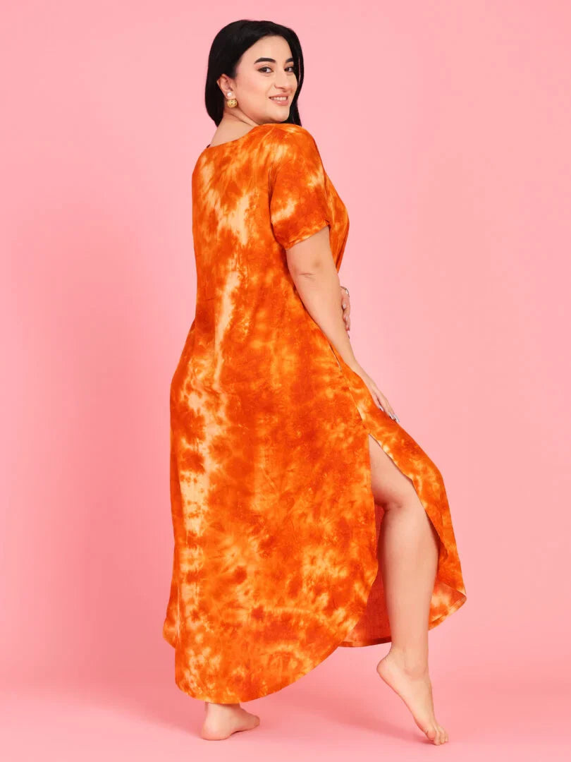 Curvy Love Plus Size Tie and Die Full Kaftan