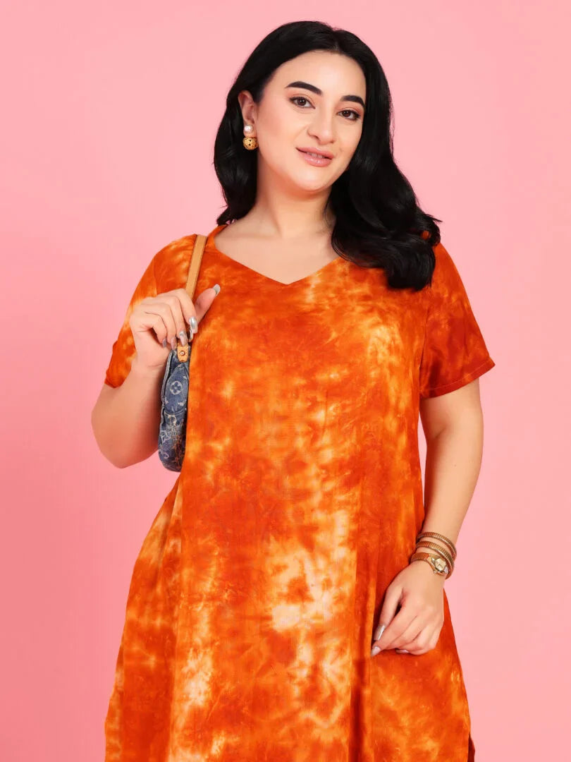 Curvy Love Plus Size Tie and Die Full Kaftan