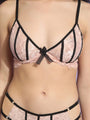 Delicate Lace Stripped Design Lingerie Set with Thong - Da Intimo - Lingerie Online Store India