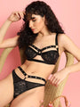 Rivet Design Underwired Strappy Lingerie Set - Da Intimo - Lingerie Online Store India