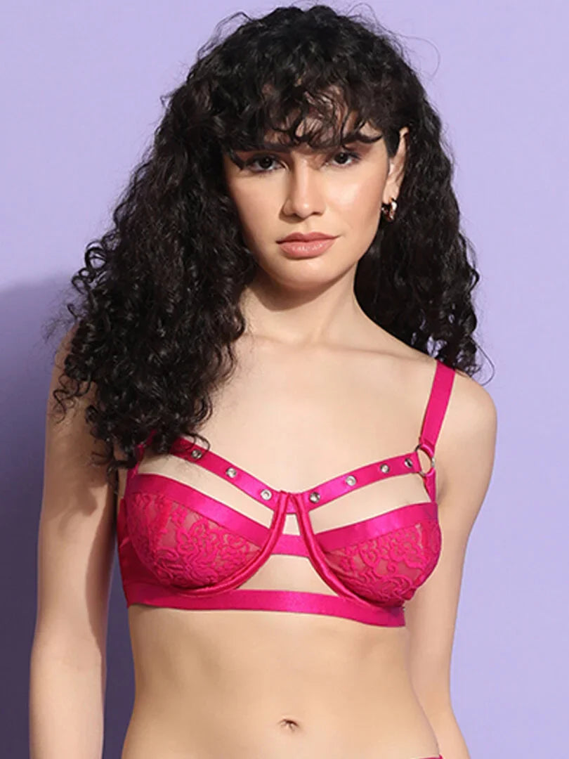 Rivet Design Underwired Strappy Bra