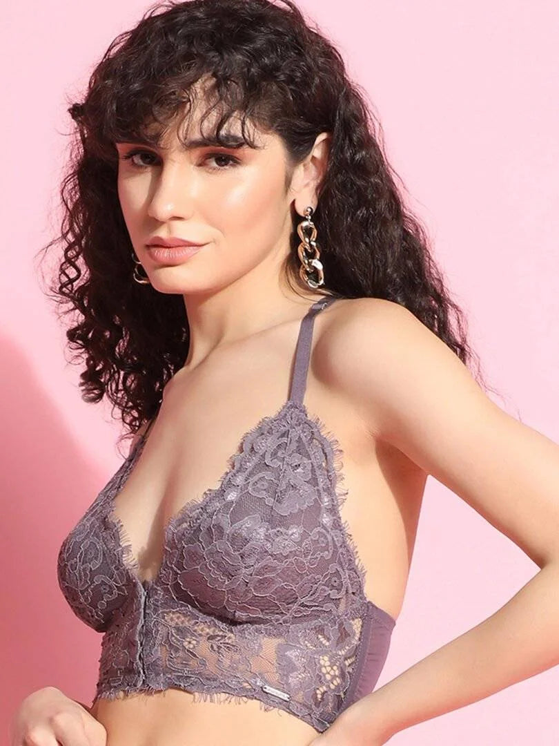 Pack Of 2 Front Open Delicate Lace Bralette - Da Intimo - Lingerie Online Store India