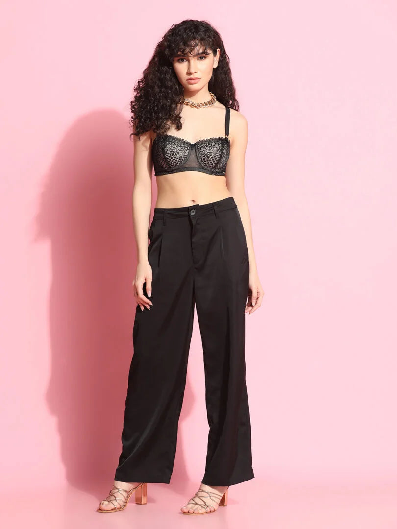 Lace Design Underwired Balconette Bra - Daintimo