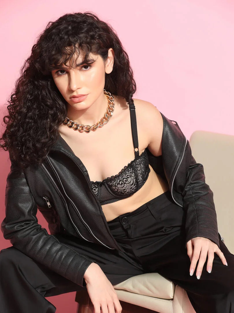 Pack Of 2 Lace Design Underwired Balconette Bra - Daintimo