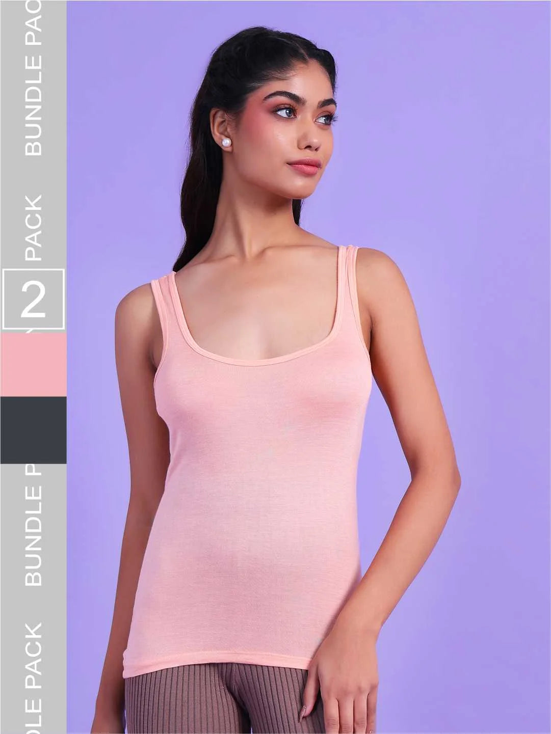 Da Intimo Pack Of 2 Soft Cotton Broad Strap Camisole - Da Intimo - Lingerie Online Store India