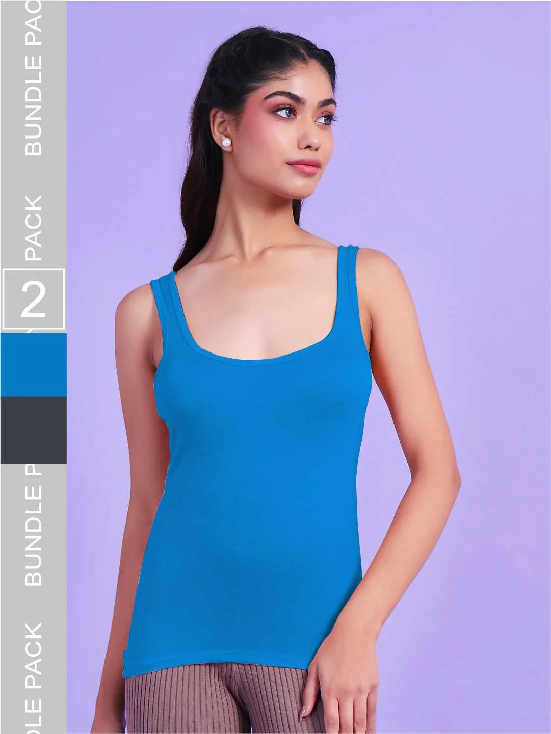 Da Intimo Pack Of 2 Soft Cotton Broad Strap Camisole - Da Intimo - Lingerie Online Store India