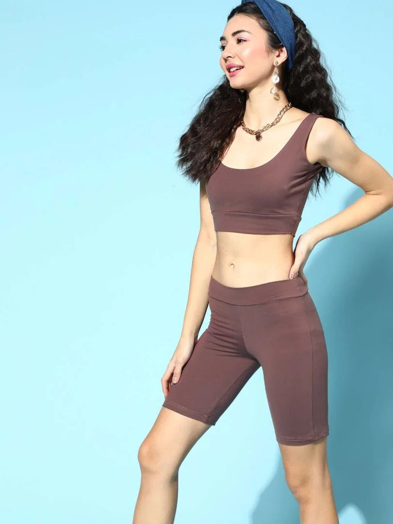 Mauve Three Piece Bra Co-ord Loungewear Sets - Da Intimo - Lingerie Online Store India