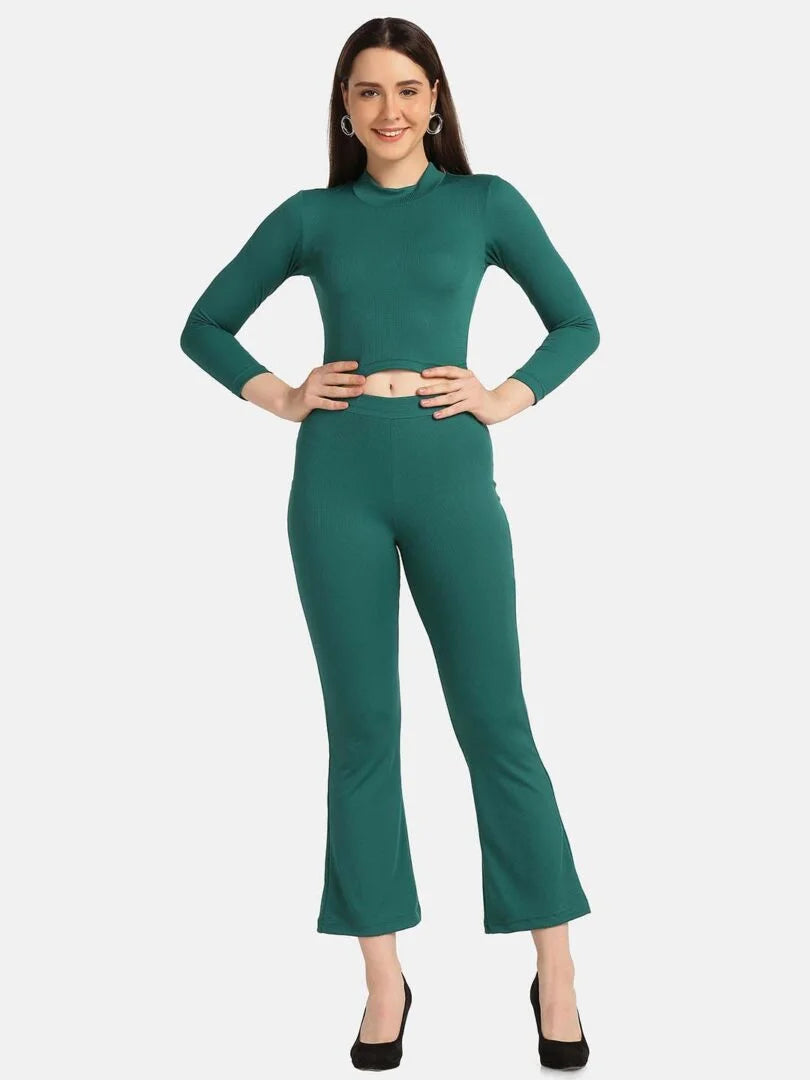 Turtle Neck Crop Top Loungewear Set - Da Intimo - Lingerie Online Store India