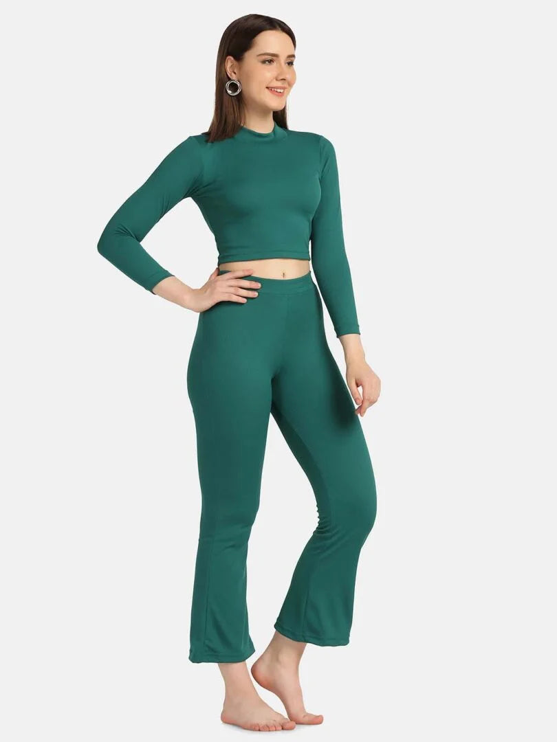 Turtle Neck Crop Top Loungewear Set - Da Intimo - Lingerie Online Store India