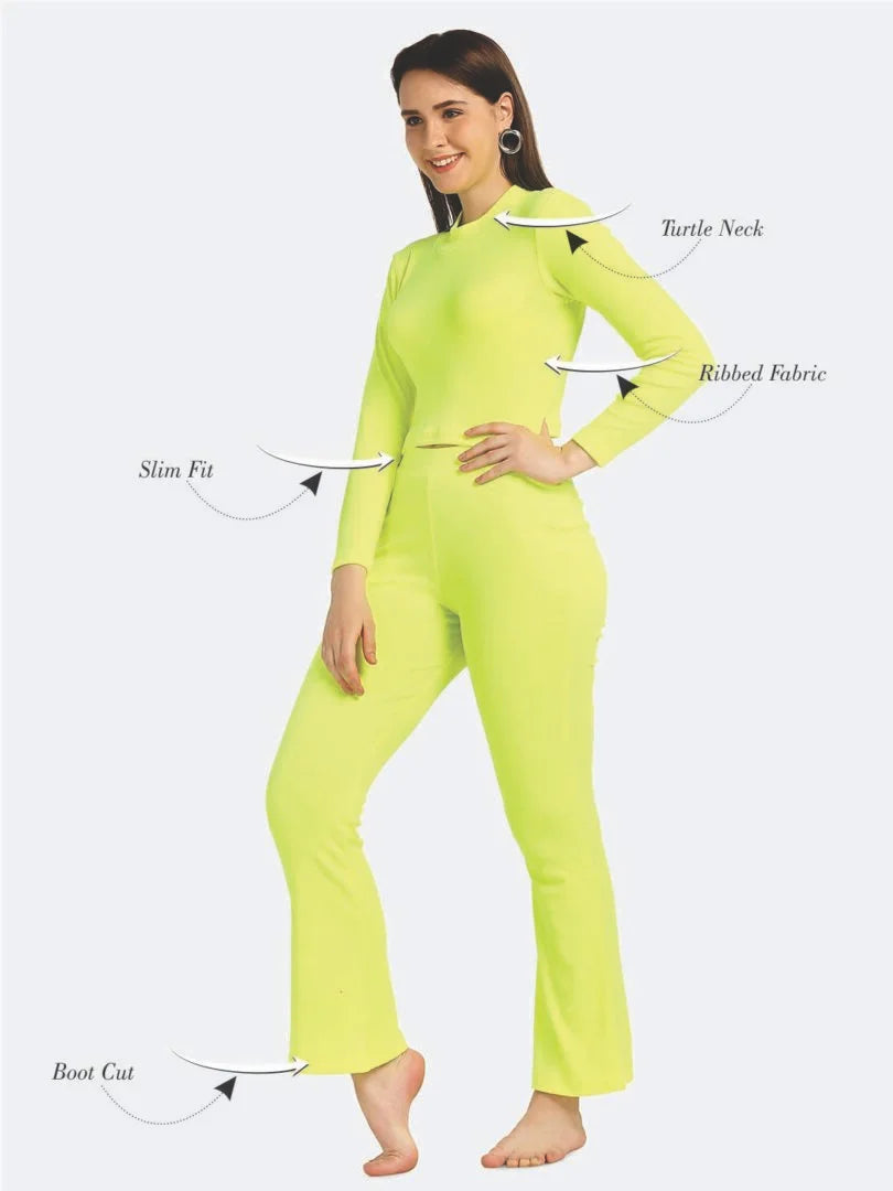 Turtle Neck Crop Top Loungewear Set - Da Intimo - Lingerie Online Store India