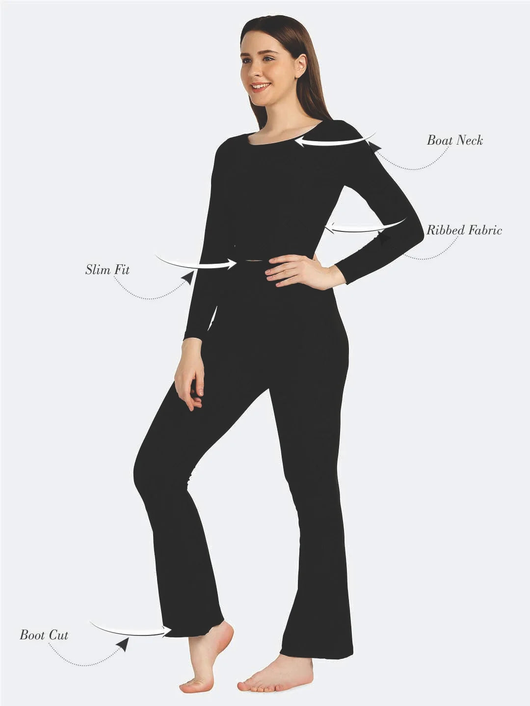 Boat Neck Crop Top Loungewear Set - Da Intimo - Lingerie Online Store India