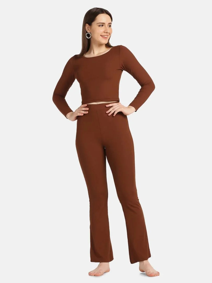 Boat Neck Crop Top Loungewear Set - Da Intimo - Lingerie Online Store India