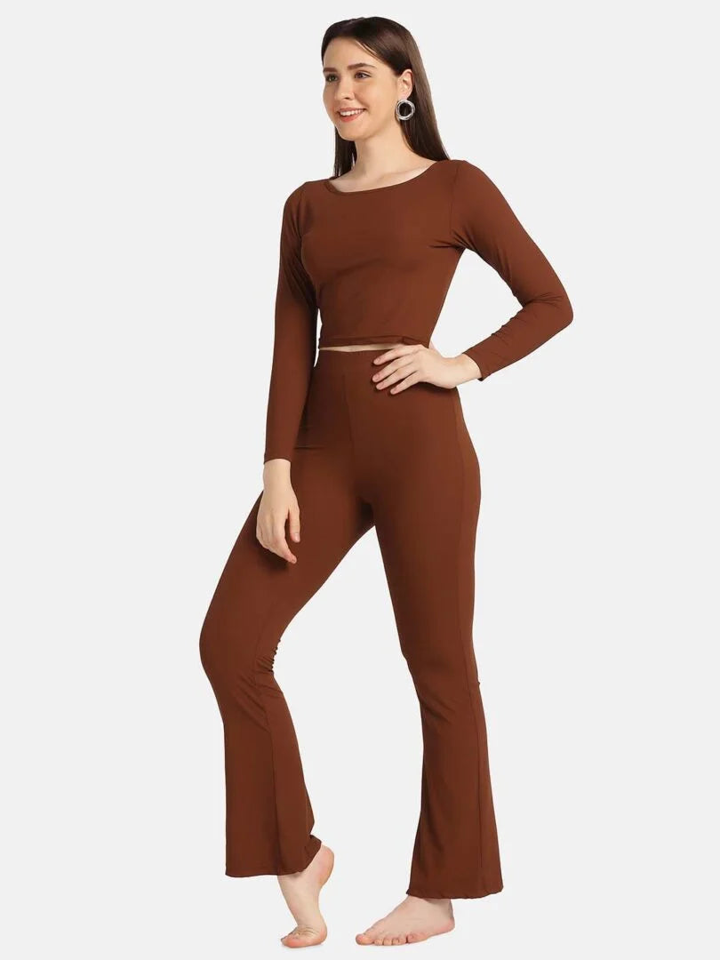 Boat Neck Crop Top Loungewear Set - Da Intimo - Lingerie Online Store India