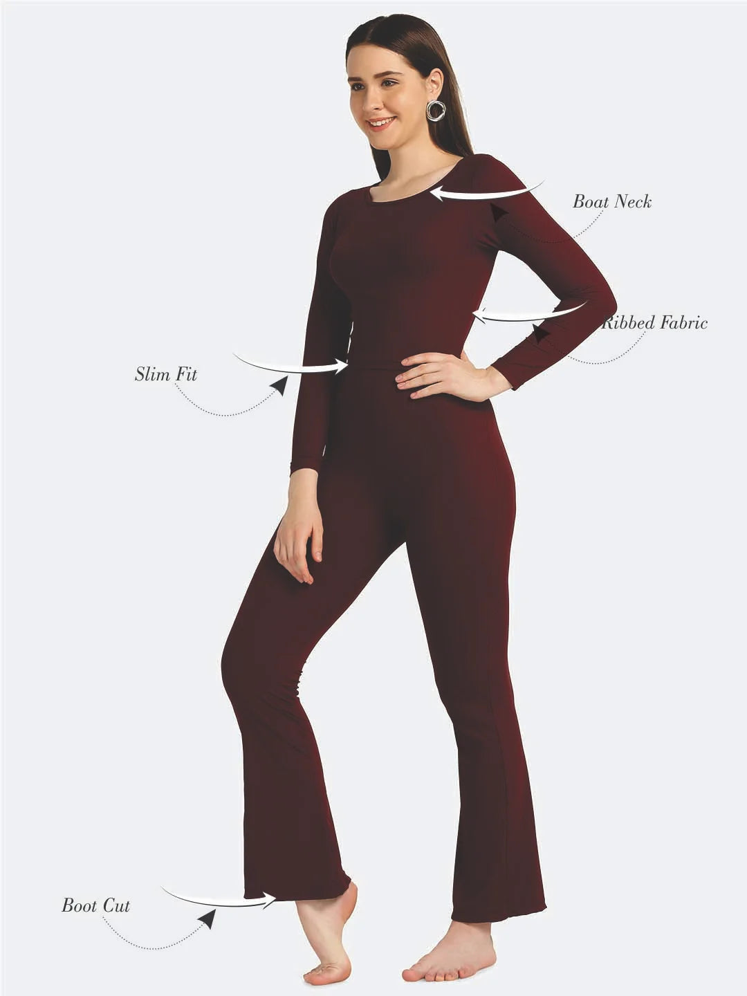 Boat Neck Crop Top Loungewear Set - Da Intimo - Lingerie Online Store India