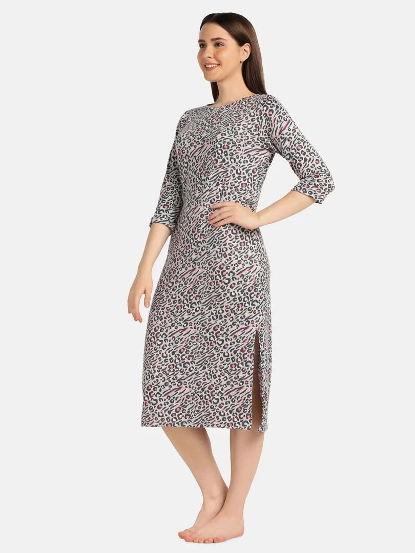 Animal Printed Long Lounge Maxi T-shirt - Da Intimo - Lingerie Online Store India