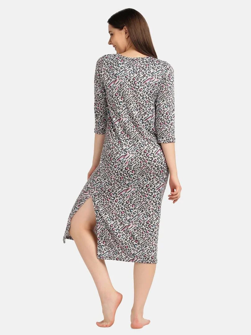 Animal Printed Long Lounge Maxi T-shirt - Da Intimo - Lingerie Online Store India