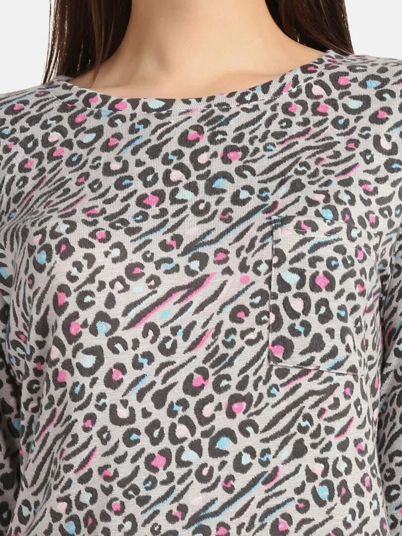Animal Printed Long Lounge Maxi T-shirt - Da Intimo - Lingerie Online Store India