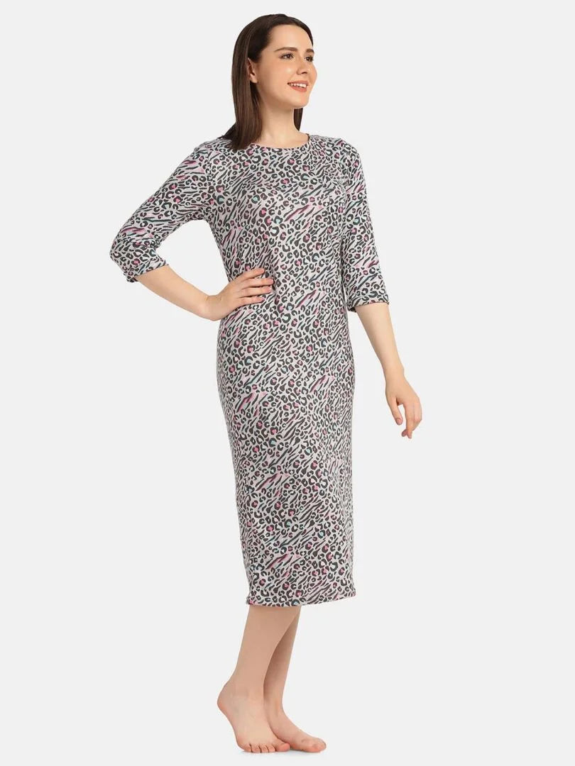 Animal Printed Long Lounge Maxi T-shirt - Da Intimo - Lingerie Online Store India