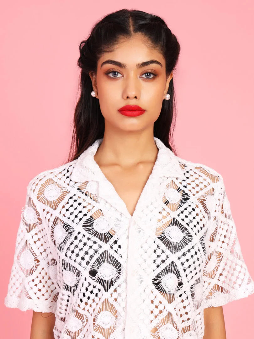 Pack of 2 Delicate Lace Half Sleeves Relaxed Fit Shirt - Da Intimo - Lingerie Online Store India