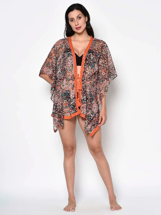 Printed Lacey Cover-Up Swim Dress - Da Intimo - Lingerie Online Store India