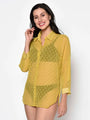 Yellow Self Design Dobby Swim Wear Shirt - Da Intimo - Lingerie Online Store India