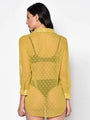 Yellow Self Design Dobby Swim Wear Shirt - Da Intimo - Lingerie Online Store India