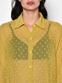 Yellow Self Design Dobby Swim Wear Shirt - Da Intimo - Lingerie Online Store India