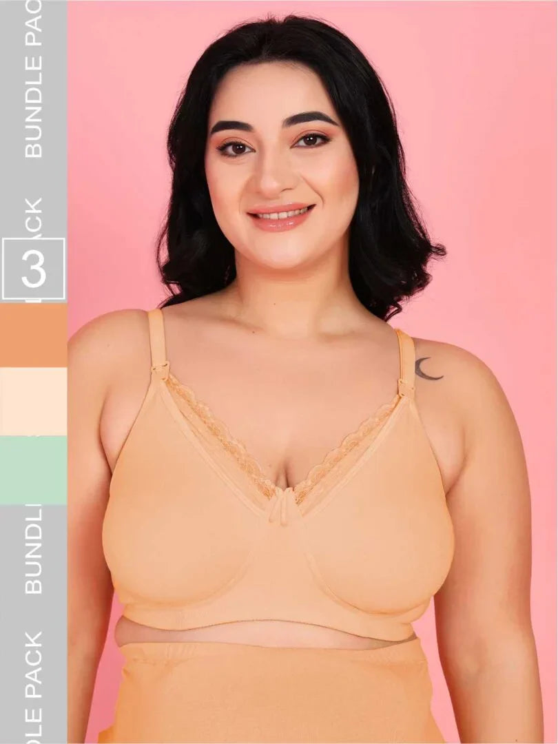 Mamma Presto Pack Of 3 Non Padded Nursing Maternity Bra